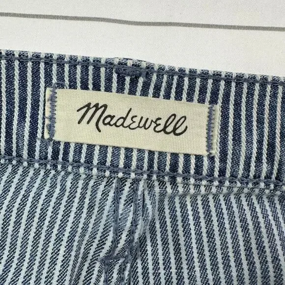 Madewell Jeans Womens 27 Blue White Piper Striped 9" Mid Rise Skinny Railroad - Picture 4 of 12